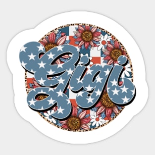 Retro Groovy Sunflower Gigi American 4th Of July Mom Womens Sticker